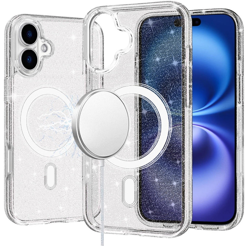 iPhone 17 Glitter Ultra [Magnetic Circle] Thick 3mm Transparent Hybrid - Clear