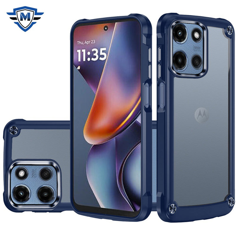 Motorola Moto G 5G 2025 Ultimate CaseX Transparent Hybrid Case with Metal Buttons And Camera Edges - Blue