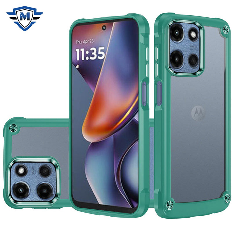 Motorola Moto G 5G 2025 Ultimate CaseX Transparent Hybrid Case with Metal Buttons And Camera Edges - Midnight Green