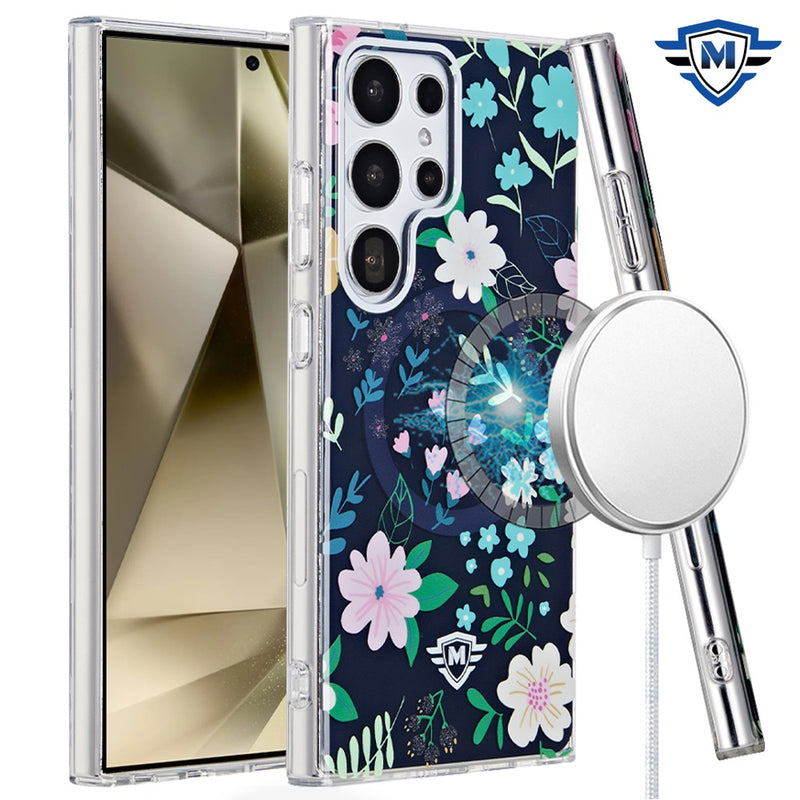 Samsung Galaxy s24 Ultra 5G METKASE Double Protection IMD Design Pattern [Magnetic Circle] Premium Case - Galaxy Floral