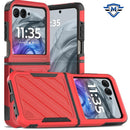 Motorola Razr 2024 METKASE Noble lined shockproof dual layer hybrid in Slide-Out Package - Red/Black