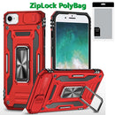 yBag] For iPhone 16E / SE4 Utter Tough Metal Ring Movable Camera Window Hybrid - Red