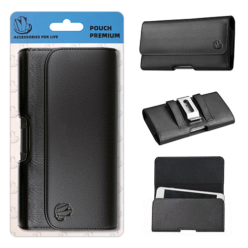 Leather Horizontal Pouch - Fits upto 6.1 inch screen - 6.22 in x 3.27 in x 0.6 in (158mm x 83mm x 14mm)