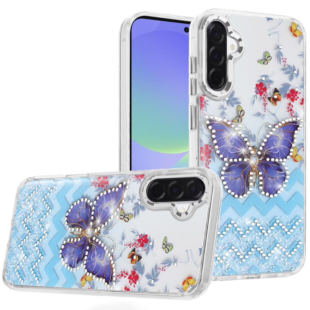 For Samsung Galaxy A36 / A56 Resin Epoxy Design Diamond Metal Edged ...