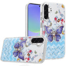 For Samsung Galaxy A36 / A56 Resin Epoxy Design Diamond Metal Edged Hybrid Case - D