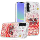 For Samsung Galaxy A36 / A56 Resin Epoxy Design Diamond Metal Edged Hybrid Case - F