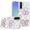 For Samsung Galaxy A36 / A56 Resin Epoxy Design Diamond Metal Edged Hybrid Case - K