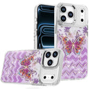 For Apple iPhone 18 Pro Max Resin Epoxy Design Diamond Metal Edged Hybrid Case - B