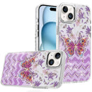 For iPhone 15 Resin Epoxy Design Diamond Metal Edged Hybrid Case - B