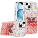 For iPhone 15 Resin Epoxy Design Diamond Metal Edged Hybrid Case - F