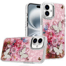 For iPhone 16 6.1 inch Epoxy Glitter Butterfly Ornaments Design HQ Metal Buttons Hybrid - 2