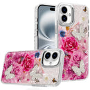For iPhone 16 6.1 inch Epoxy Glitter Butterfly Ornaments Design HQ Metal Buttons Hybrid - 6