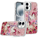 For iPhone 16 6.1 inch Epoxy Glitter Butterfly Ornaments Design HQ Metal Buttons Hybrid - 7