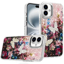 For iPhone 16 6.1 inch Epoxy Glitter Butterfly Ornaments Design HQ Metal Buttons Hybrid - 8