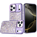 iPhone 17 Pro Max Cute Butterfly Ornaments Diamonds Shimmer Matching Metallic HQ Hybrid - Dark Purple