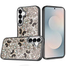 Samsung s26 Plus Cute Butterfly Ornaments Diamonds Shimmer Matching Metallic HQ Hybrid - Black
