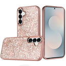 Samsung s26 Plus Cute Butterfly Ornaments Diamonds Shimmer Matching Metallic HQ Hybrid - Rose Gold