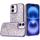iPhone 17 Cute Butterfly Ornaments Diamonds Shimmer Matching Metallic HQ Hybrid - Dark Purple