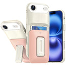 iPhone 17 Air Card Holder (2X) with Wrist Strap Hybrid With KickStand - Beige+Light Pink