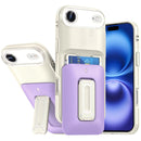 iPhone 17 Air Card Holder (2X) with Wrist Strap Hybrid With KickStand - Beige+Light Purple