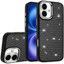 iPhone 17 Beautiful Diamond Metallic Design Metal Chrome Edged Hybrid - Black