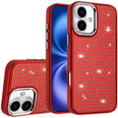 iPhone 17 Beautiful Diamond Metallic Design Metal Chrome Edged Hybrid - Red