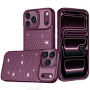 For Apple iPhone 18 Pro Max Beautiful Diamond Metallic Design Metal Chrome Edged Hybrid - Dark Cherry