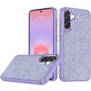 For Samsung Galaxy A37 / A36 Crystal Glass Diamond with Metallic Buttons and Edges Hybrid Case - Dark Purple
