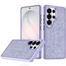 For Samsung s26 Ultra Crystal Glass Diamond with Metallic Buttons and Edges Hybrid Case - Dark Purple