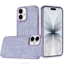 For iPhone 17 Crystal Glass Diamond with Metallic Buttons and Edges Hybrid Case - Dark Purple