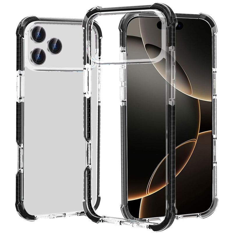 iPhone 17 Pro Max Acrylic Tough 2.5mm Transparent ShockProof Hybrid Case Cover - Black