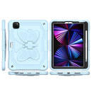 Samsung a9 Plus / A11 Plus 11" Butterfly Kickstand 3in1 Tough Hybrid Case Cover with Shoulder Strap - Light Blue