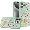 iPhone 15 Pro Max Butterfly Ornaments Diamond Bling Glitter Hybrid Case - Teal
