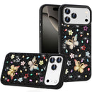 For iPhone 17 Pro Max Butterfly Ornaments Diamond Bling Glitter Hybrid Case - Black