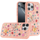 iPhone 16 Pro Max 6.9 inch Butterfly Ornaments Diamond Bling Glitter Hybrid Case - Light Pink