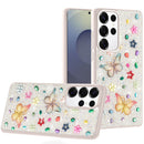 Samsung s25 Ultra 5G Butterfly Ornaments Diamond Bling Glitter Hybrid Case - White