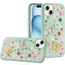 iPhone 15 6.1 Butterfly Ornaments Diamond Bling Glitter Hybrid Case - Teal
