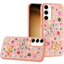 Samsung S23 5G  Butterfly Ornaments Diamond Bling Glitter Hybrid Case - Light Pink