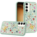 Samsung S23 5G Butterfly Ornaments Diamond Bling Glitter Hybrid Case - Teal