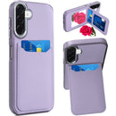 Samsung A17 5G Card Holder with Mirror Inside PU Leather Hybrid Case - Light Purple
