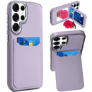 Samsung s26 Ultra Card Holder with Mirror Inside PU Leather Hybrid Case - Light Purple