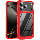 iPhone 17 Pro Max Ultimate CaseX Transparent Hybrid Case with Metal Buttons And Camera Edges - Red