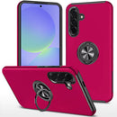 For Samsung Galaxy A37 CHIEF Oil Painted Magnetic Ring Stand Hybrid Case Cover - Hot Pink