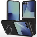 For Samsung Z Flip 8 CHIEF Oil Painted Magnetic Ring Stand Hybrid Case Cover - Black