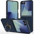 For Samsung Z Flip 8 CHIEF Oil Painted Magnetic Ring Stand Hybrid Case Cover - Dark Blue