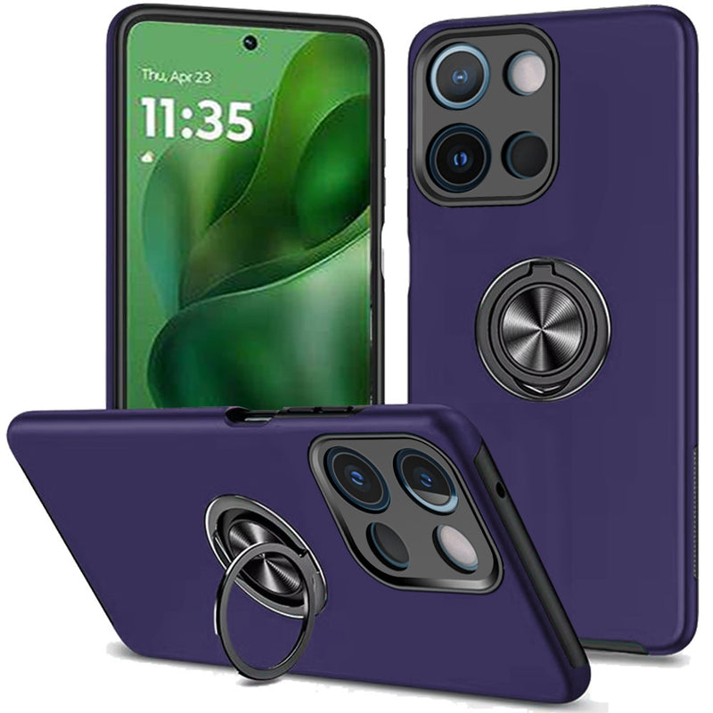 Motorola Moto G Power 5G 2025 CHIEF Oil Painted Magnetic Ring Stand Hybrid Case Cover - Dark Purple