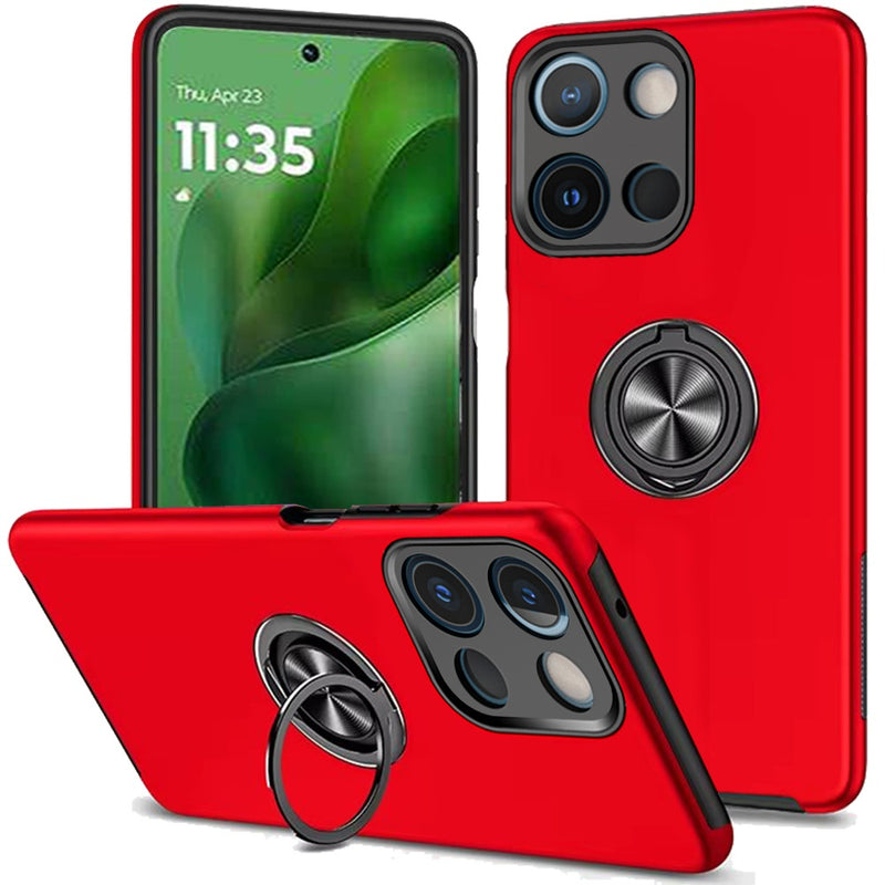 Motorola Moto G Power 5G 2025 CHIEF Oil Painted Magnetic Ring Stand Hybrid Case Cover - Red