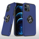 For iPhone 13/14 CHIEF Oil Painted Magnetic Ring Stand Hybrid Case Cover - Dark Blue