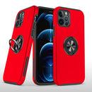 For iPhone 15 CHIEF Oil Painted Magnetic Ring Stand Hybrid Case Cover - Red
