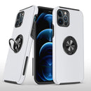 For iPhone 15 CHIEF Oil Painted Magnetic Ring Stand Hybrid Case Cover - Silver